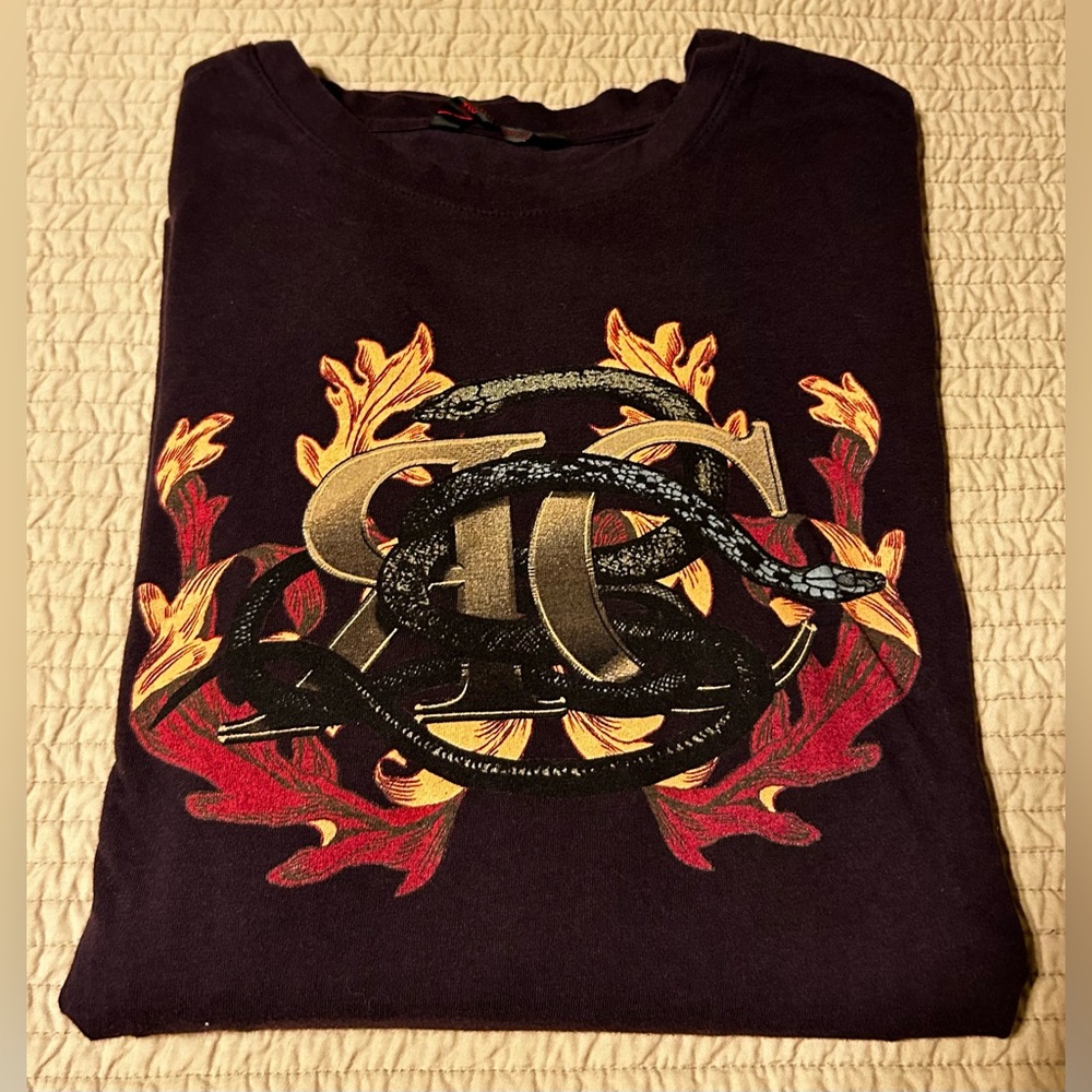 Roberto Cavalli Vintage 2004 Python Snake Logo Long Sleeve T Small 48 Purple
